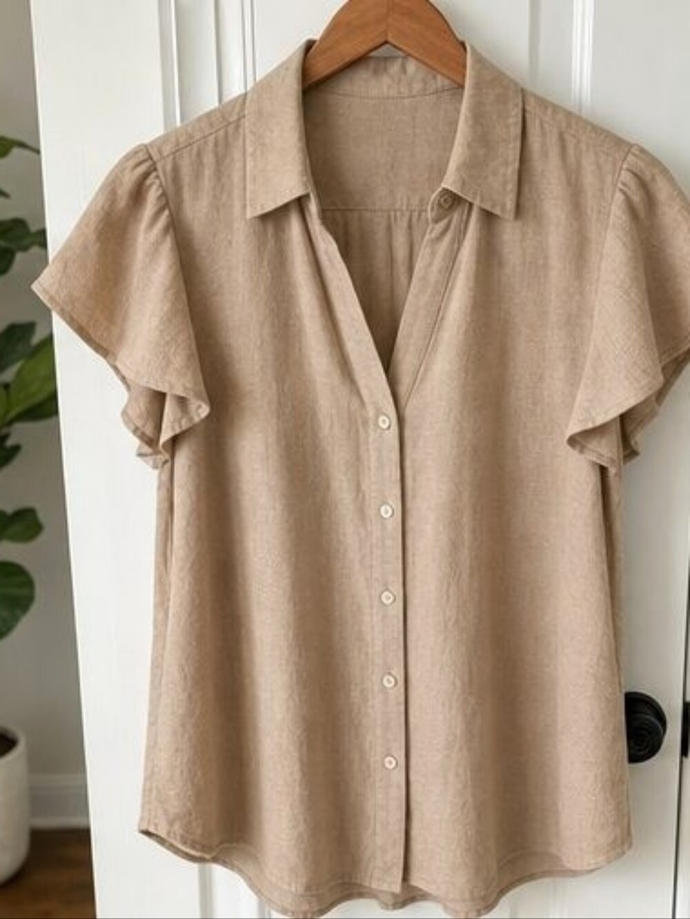 Camel Lace Trim Top